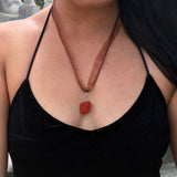 Brown Goldstone Necklace, Brown Ribbon Necklace, Gemstone Necklace | by nlanlaVictory