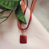 Brown Goldstone Necklace, Brown Ribbon Necklace, Gemstone Necklace | by nlanlaVictory