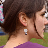 Coin freshwater pearl huggie earrings with purple pearls | by Ifemi Jewels