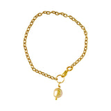 Gold freshwater pearl adjustable bracelet or anklet on gold plated chain | by Ifemi Jewels