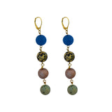 Blue Aventurine, Dalmatian Jasper, Mookaite and Sesame Jasper Yellow gold vermeil or 18k gold earrings | by nlanlaVictory